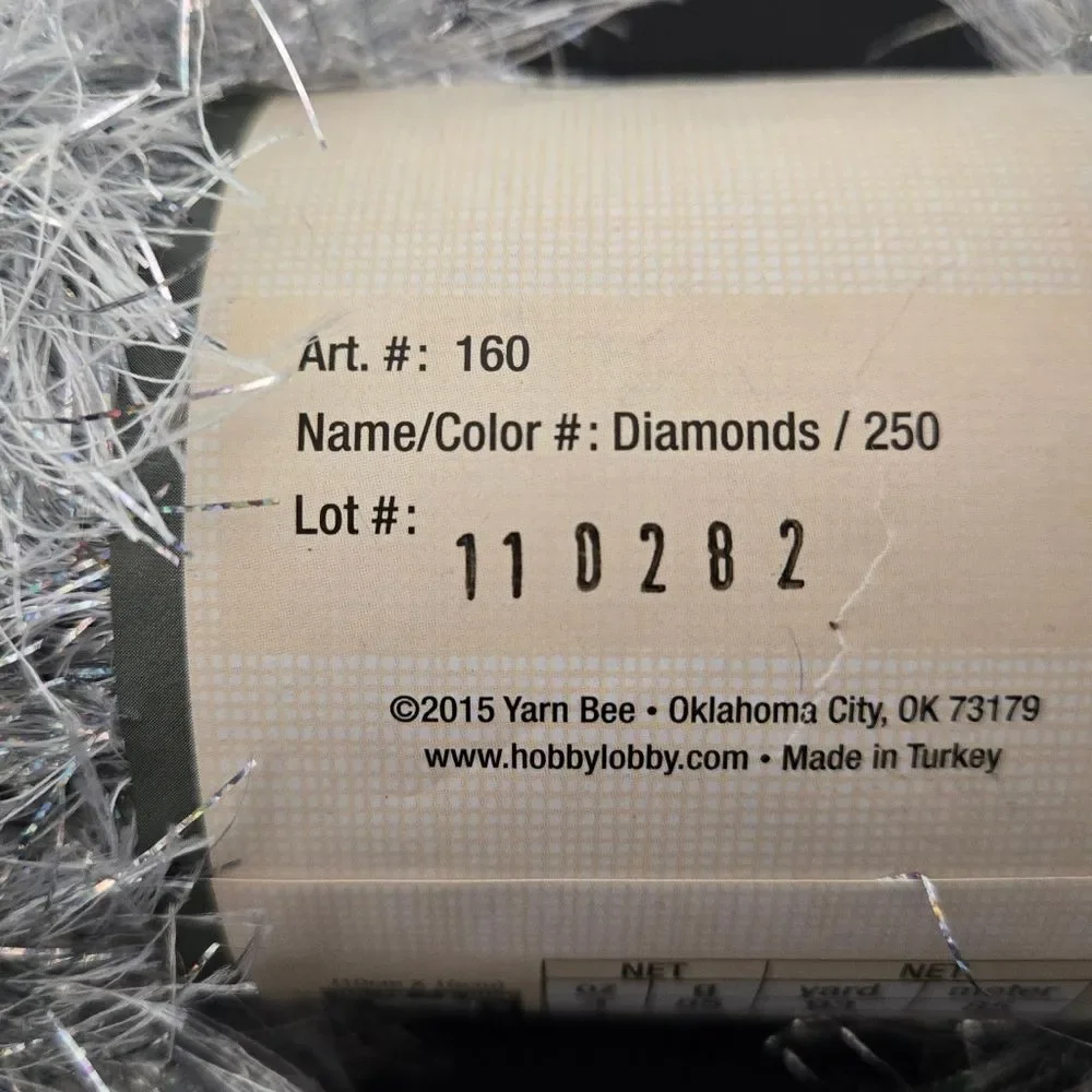 Yarn Bee Gilt Eyelash Holographics Yarn 2 Skeins DIAMOND